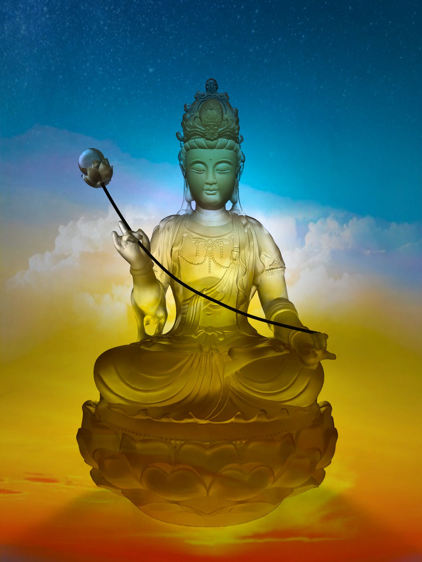 TXF-117 Traditional Liuli Three Buddhas of Eastern Sitting Shape Bhaisajyaguru sun and moon Bodhisattva