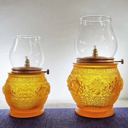 TXJ-221 Antique Home Decoration Relief Liuli Oil Lamp