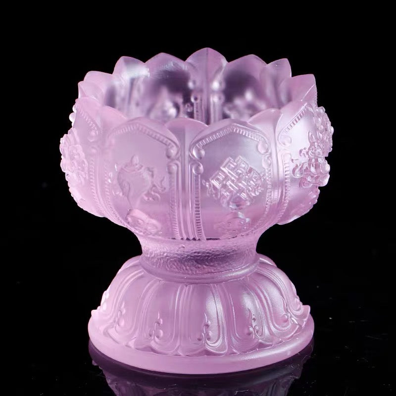 TXJ-231 Multipurpose home decoration eight-auspicious symbol traditional liuli holy cup / candle holder