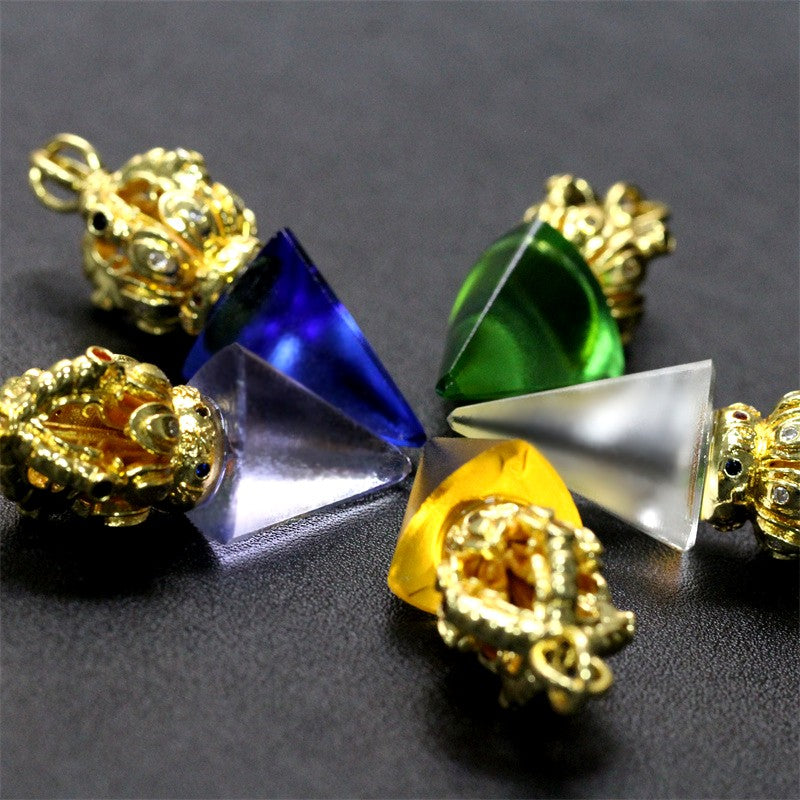 GF-976 Liuli Pendant Inset Color Diamond Cone shape 5 colors