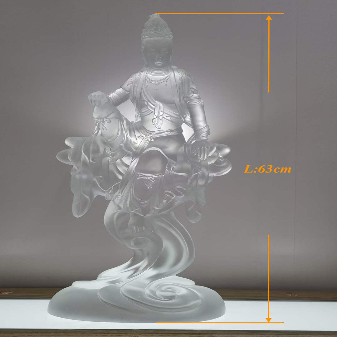 TXF-109 Home Shrine Decoration Ornament Traditional Liuli Customized Fearless avalokitesvara kwan yin guanyin statue
