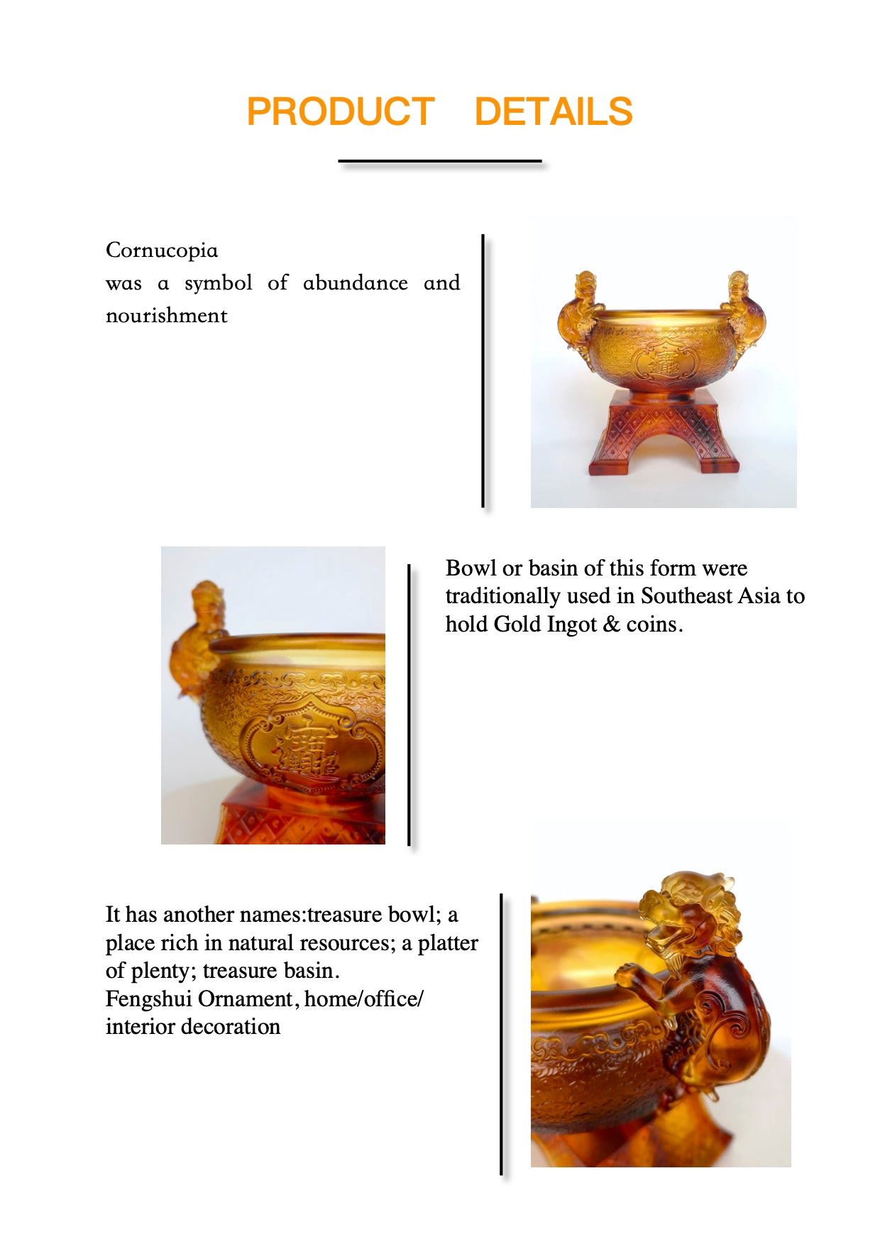 TXJ-917 Traditional Liuli Crystal Art Fengshui Gifts Home Decoration Craft Treasure Cornucopia