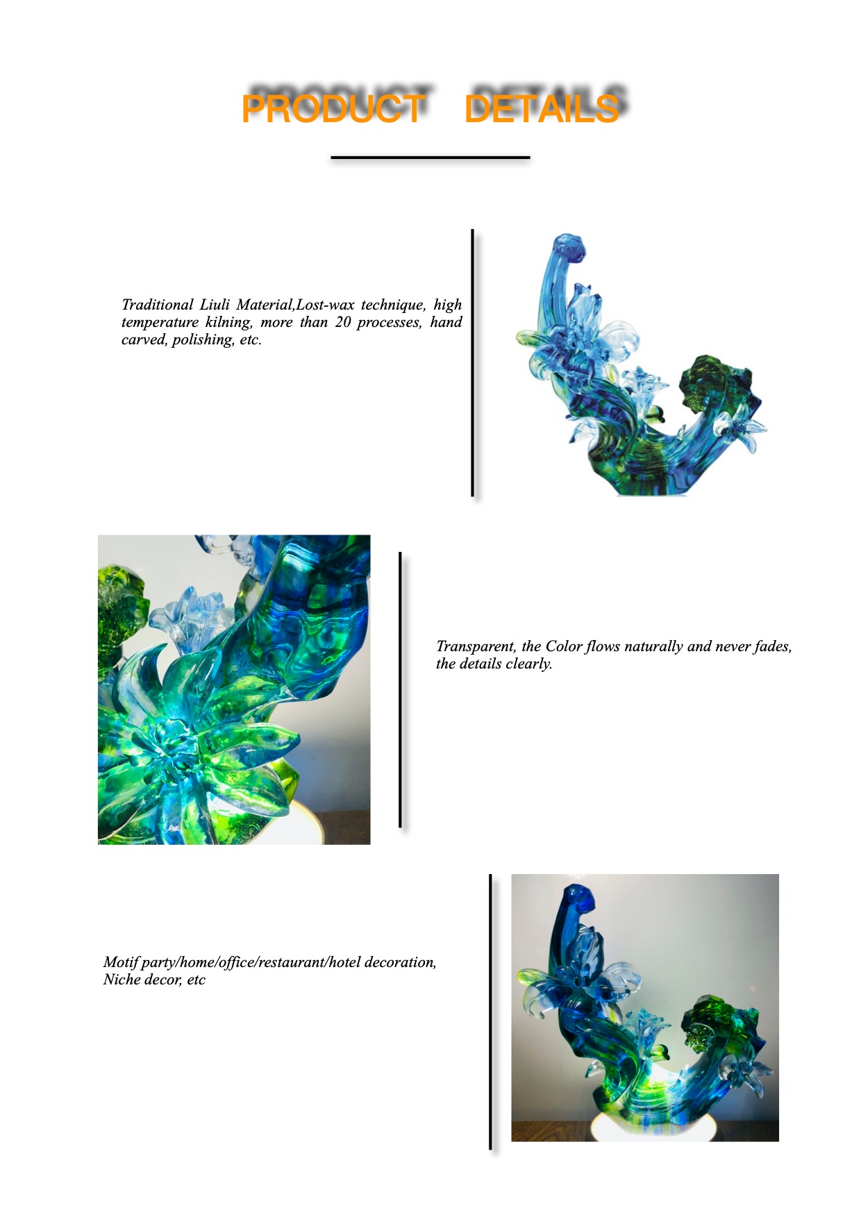 TXJ-931 Liuli Crystal Ornament artwork Home Decor Spring Lily