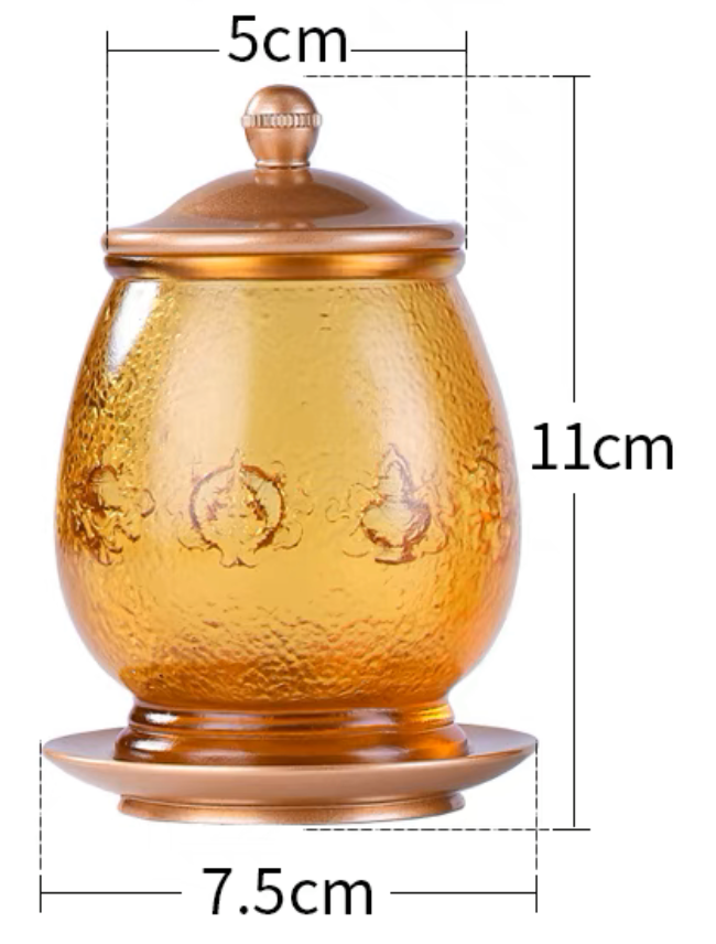 TXJ-251  Eight-auspicious Liuli Cup with lid & Saucer