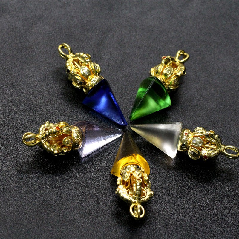 GF-976 Liuli Pendant Inset Color Diamond Cone shape 5 colors