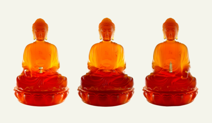 TXF-001   Home Temple Decoration Ornament  Liuli Sambo Buddha Statue