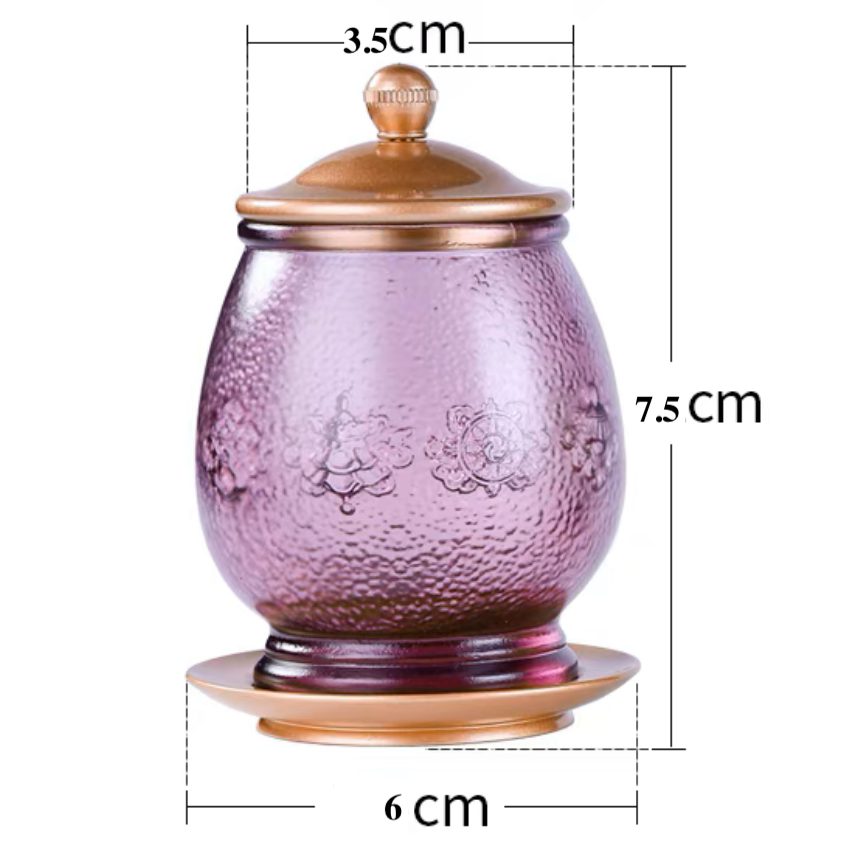 TXJ-251  Eight-auspicious Liuli Cup with lid & Saucer