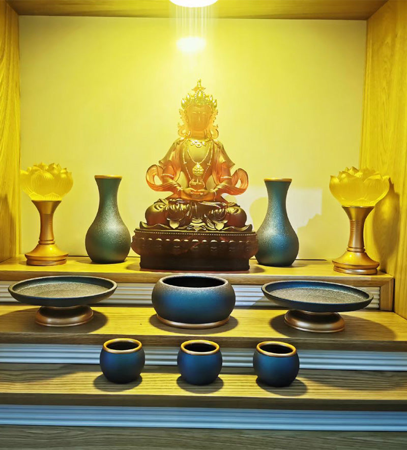 TXJ-900-1 A 10-piece Copper Carefree Worship Buddha Altar Set home temple decoration ornaments