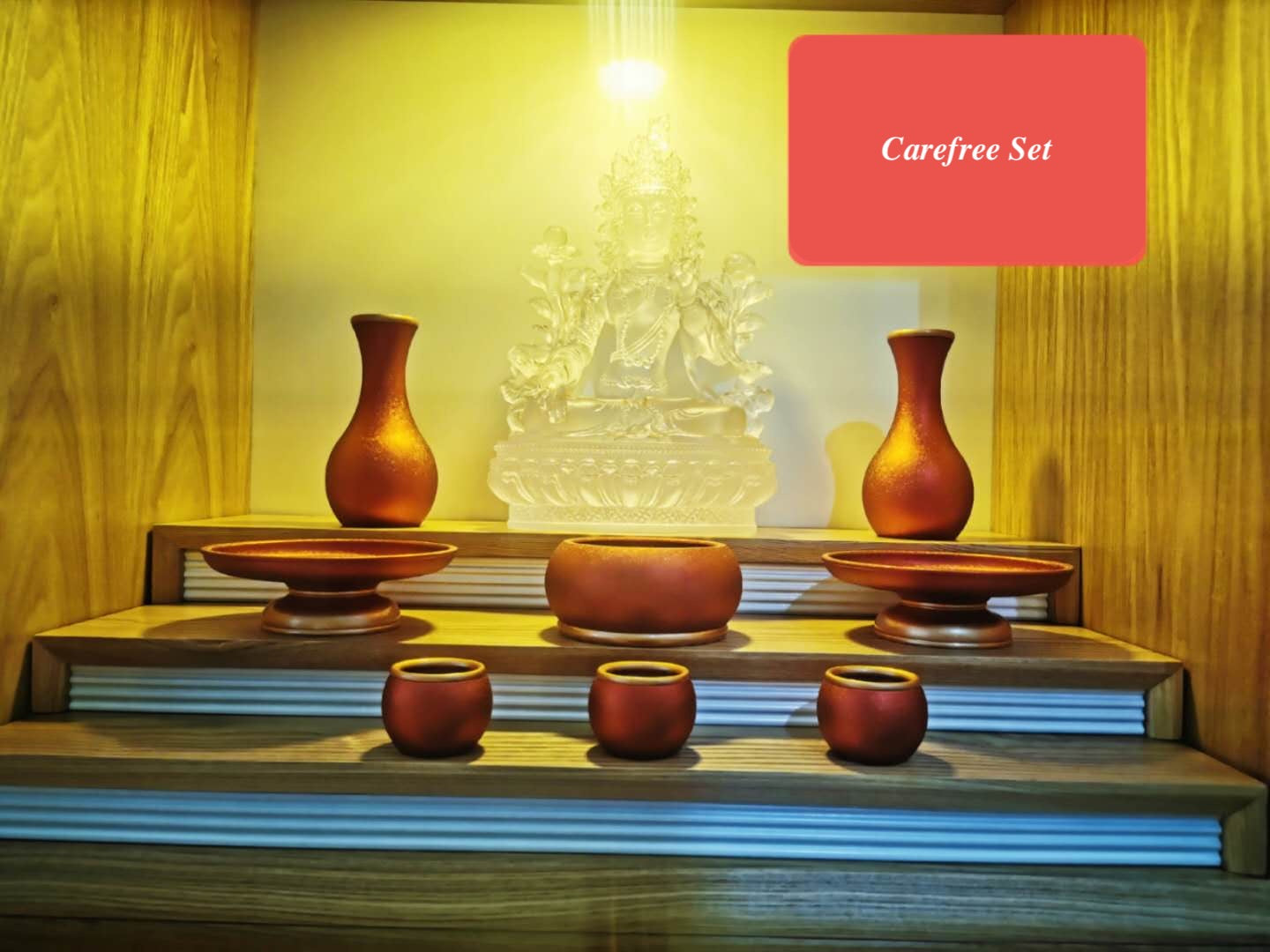 TXJ-900-1 A 10-piece Copper Carefree Worship Buddha Altar Set home temple decoration ornaments