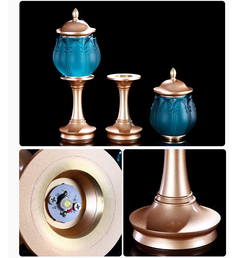 TXJ-650 Traditional Liuli Brass LED Home Decoration Bedroom Bedside Lamp Desk Lighting