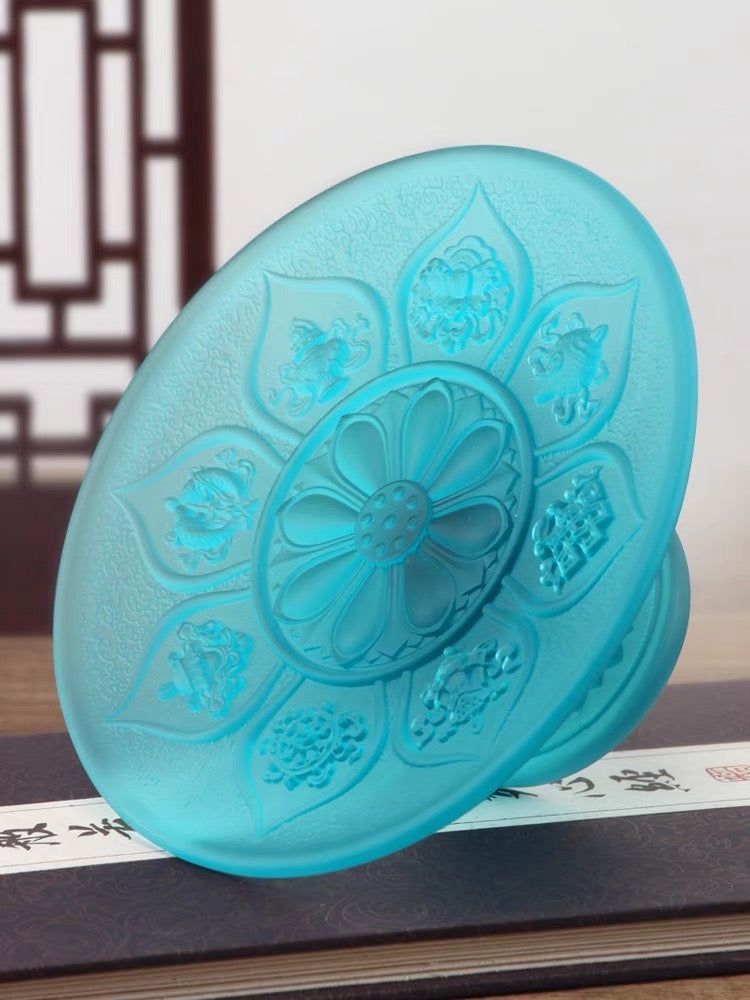 TXJ-322 AAA Quality Eight-Auspicious Symbol Liuli Decoration Crystal Fruit Pastry Dish