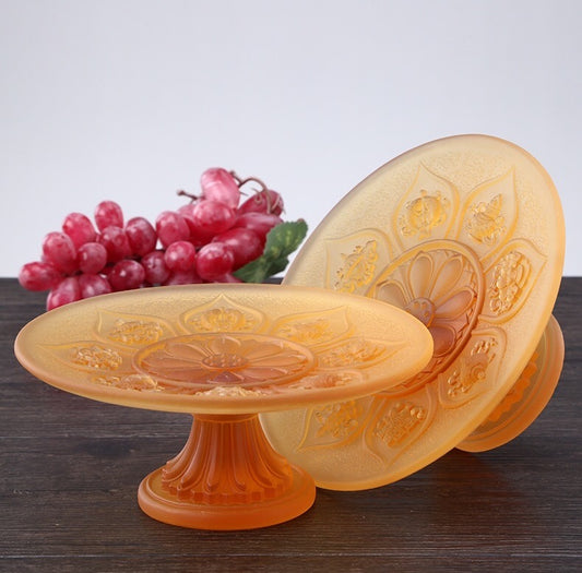 TXJ-322 AAA Quality Eight-Auspicious Symbol Liuli Decoration Crystal Fruit Pastry Dish