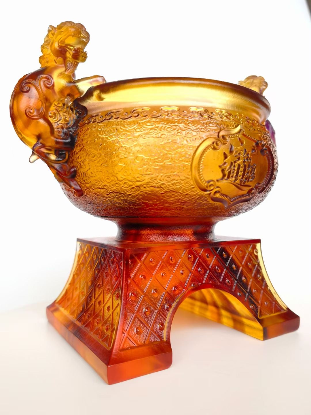 TXJ-917 Traditional Liuli Crystal Art Fengshui Gifts Home Decoration Craft Treasure Cornucopia