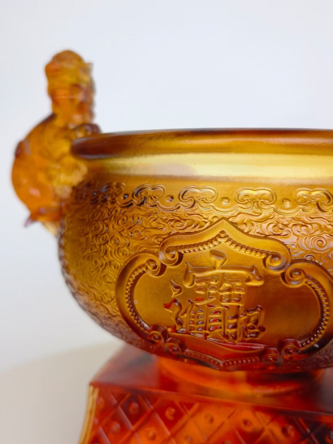 TXJ-917 Traditional Liuli Crystal Art Fengshui Gifts Home Decoration Craft Treasure Cornucopia