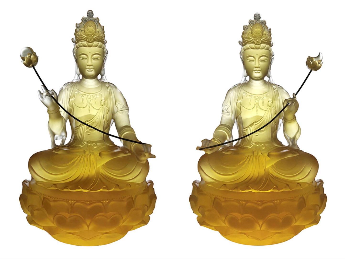 TXF-117 Traditional Liuli Three Buddhas of Eastern Sitting Shape Bhaisajyaguru sun and moon Bodhisattva