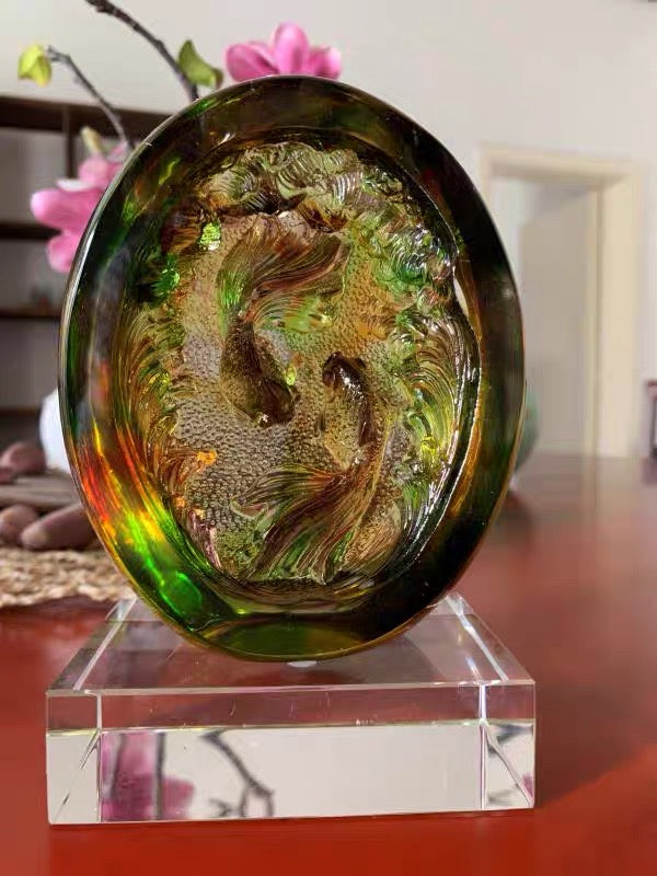TXJ-928 OEM Fengshui Liuli Goldfish table decoration accessories