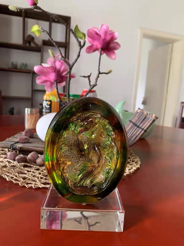 TXJ-928 OEM Fengshui Liuli Goldfish table decoration accessories