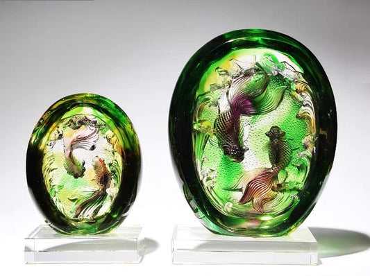 TXJ-928 OEM Fengshui Liuli Goldfish table decoration accessories