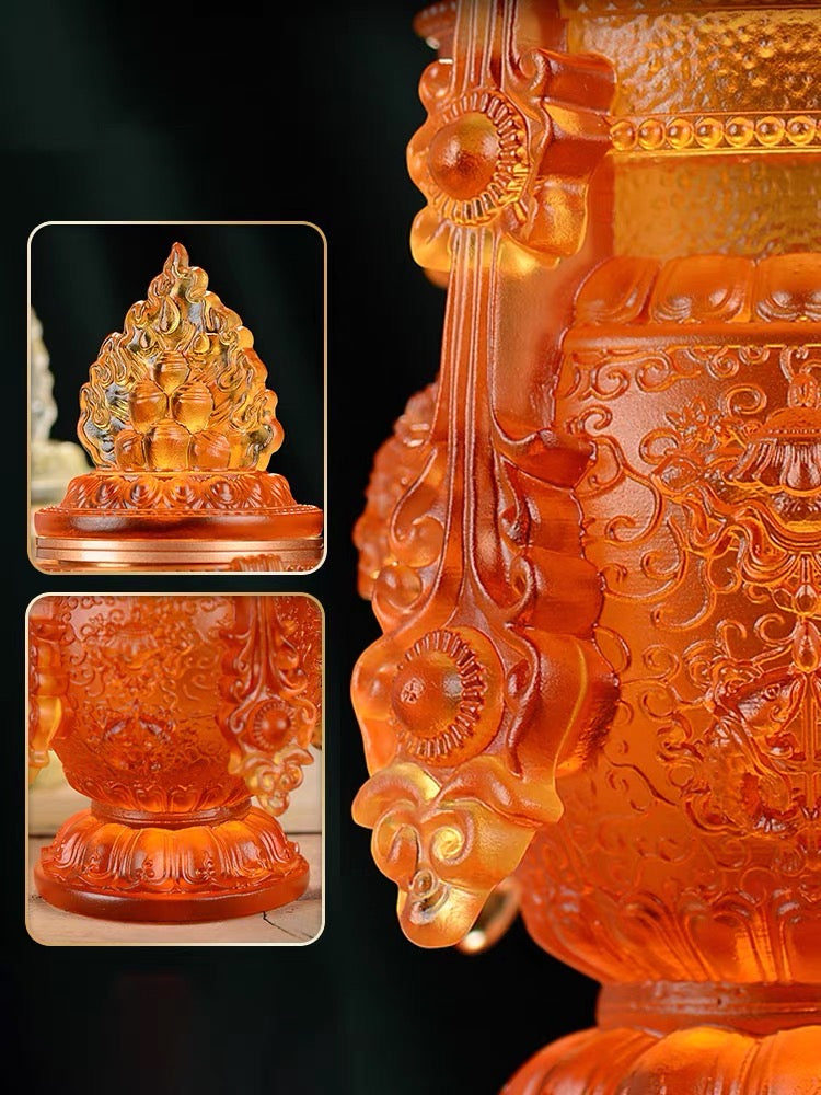 TXJ-362 Fengshui Home Decorative Ornaments Traditional Liuli Mani Bottle Wealth Vase