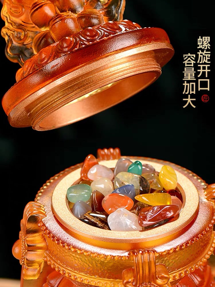 TXJ-362 Fengshui Home Decorative Ornaments Traditional Liuli Mani Bottle Wealth Vase