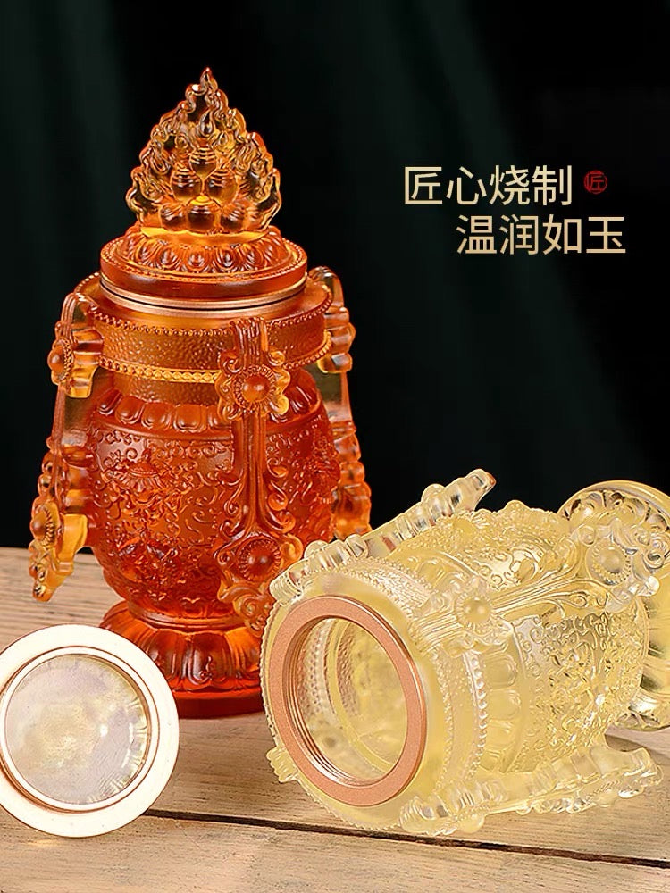 TXJ-362 Fengshui Home Decorative Ornaments Traditional Liuli Mani Bottle Wealth Vase