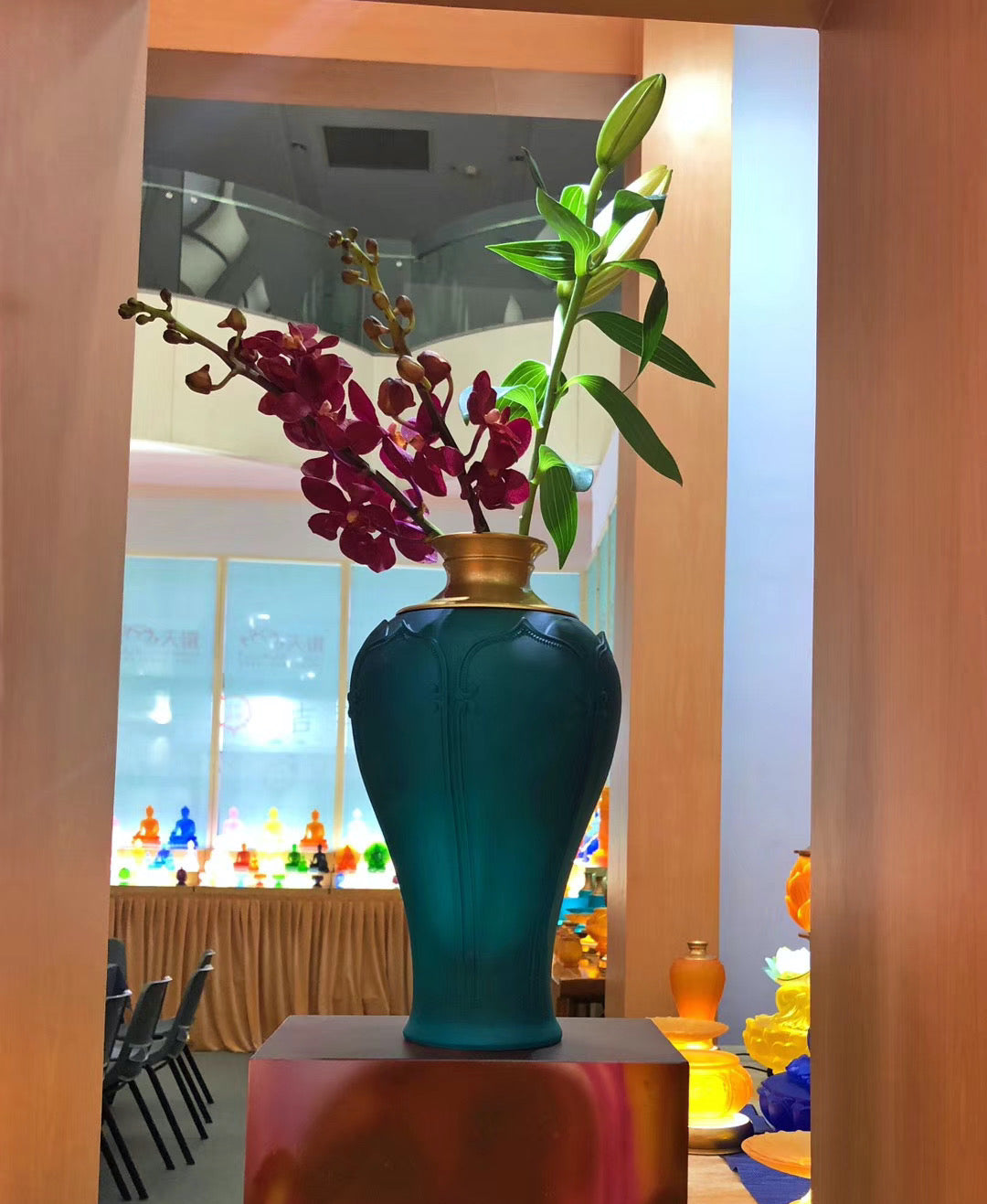 TXJ-331 Liuli Auspicious-flower Luxury Unique home decoration flower vase