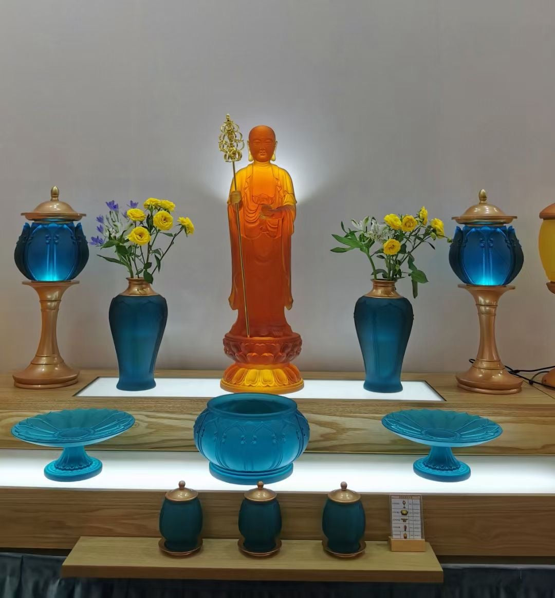 TXF-110 Liuli Crystal Buddha, Ksitigarbha Bodhisattva, Fulfillment of Lotus Radiance