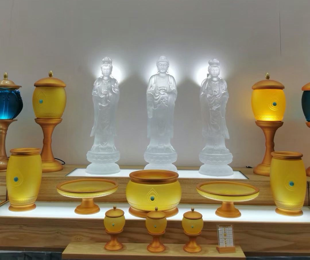 TXF-115 Pure Land Buddhism A 3-piece set Western Three Saints(Amitabha+Kwan Yin+Mahasthamaprapta) Buddha Statue