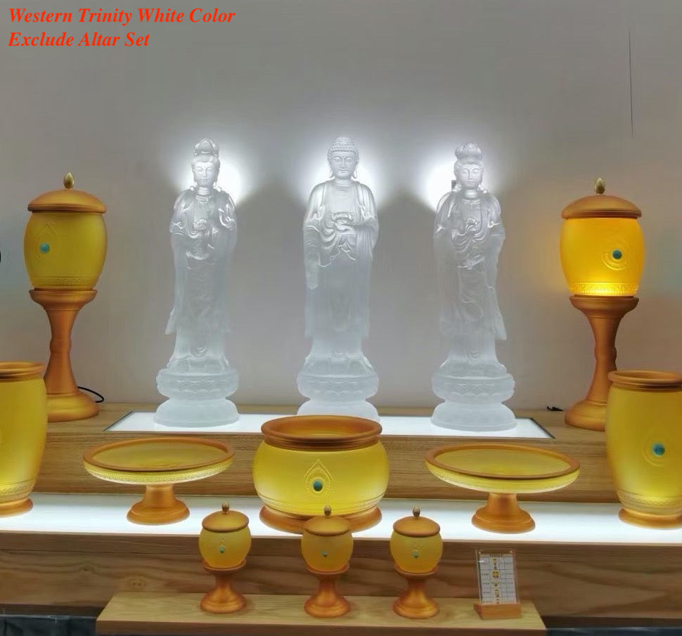 TXF-115 Pure Land Buddhism A 3-piece set Western Three Saints(Amitabha+Kwan Yin+Mahasthamaprapta) Buddha Statue
