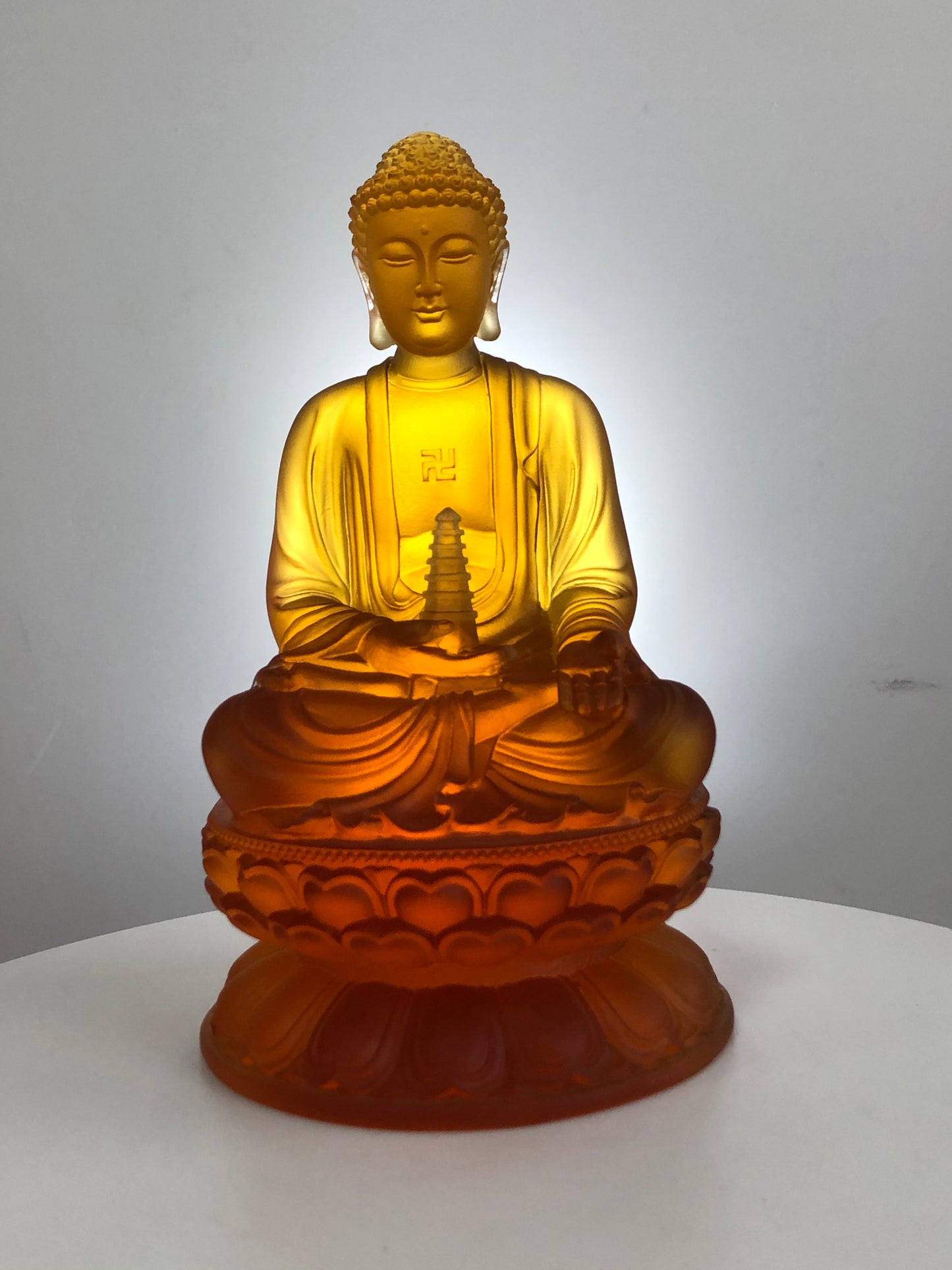 TXF-001   Home Temple Decoration Ornament  Liuli Sambo Buddha Statue