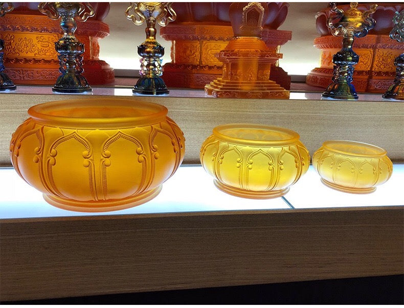 TXJ-311 Wholesale Round Censer Traditional Liuli Crystal incense stick burner