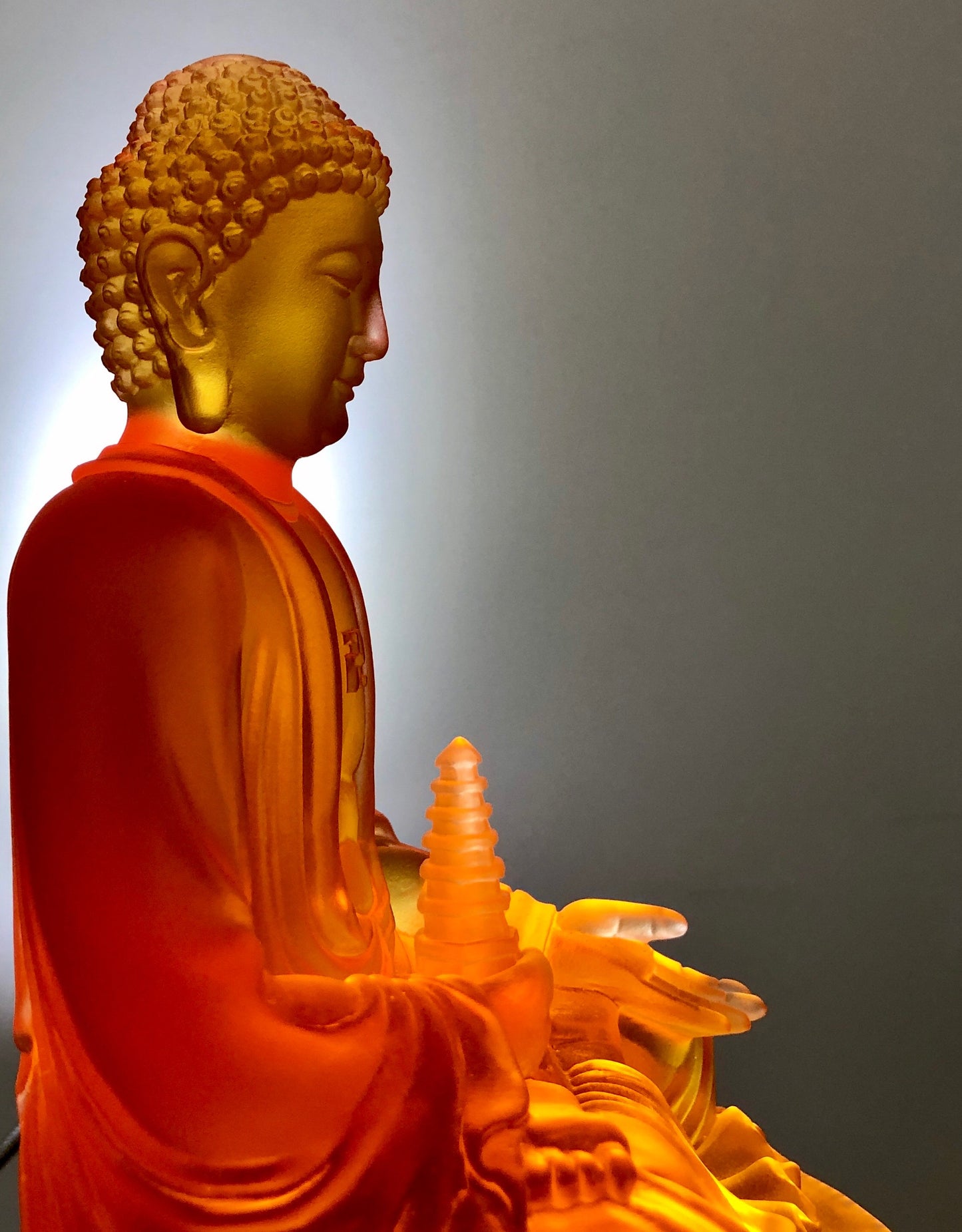 TXF-001   Home Temple Decoration Ornament  Liuli Sambo Buddha Statue