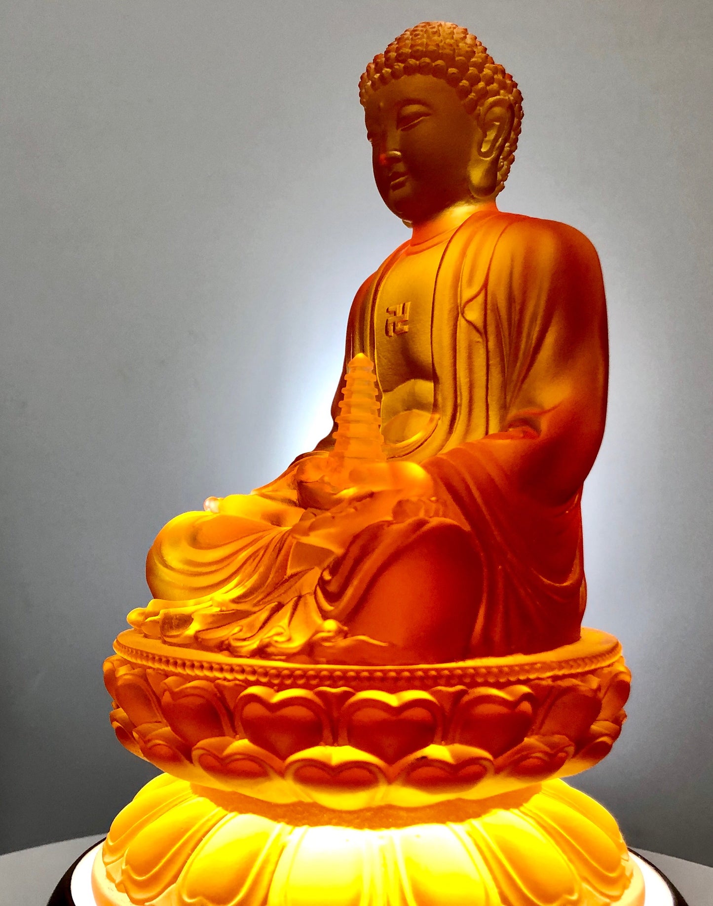 TXF-001   Home Temple Decoration Ornament  Liuli Sambo Buddha Statue