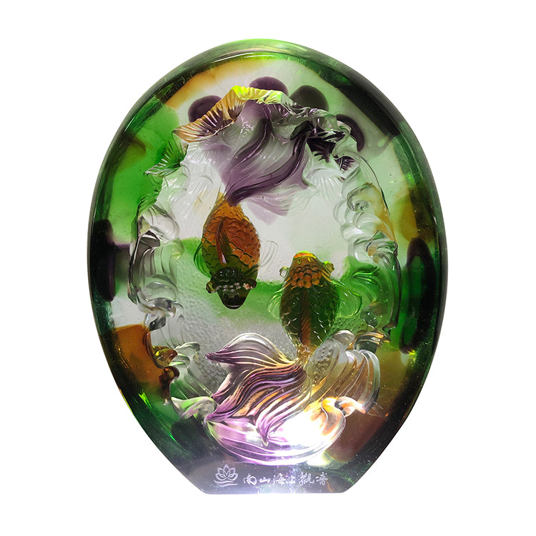 TXJ-928 OEM Fengshui Liuli Goldfish table decoration accessories