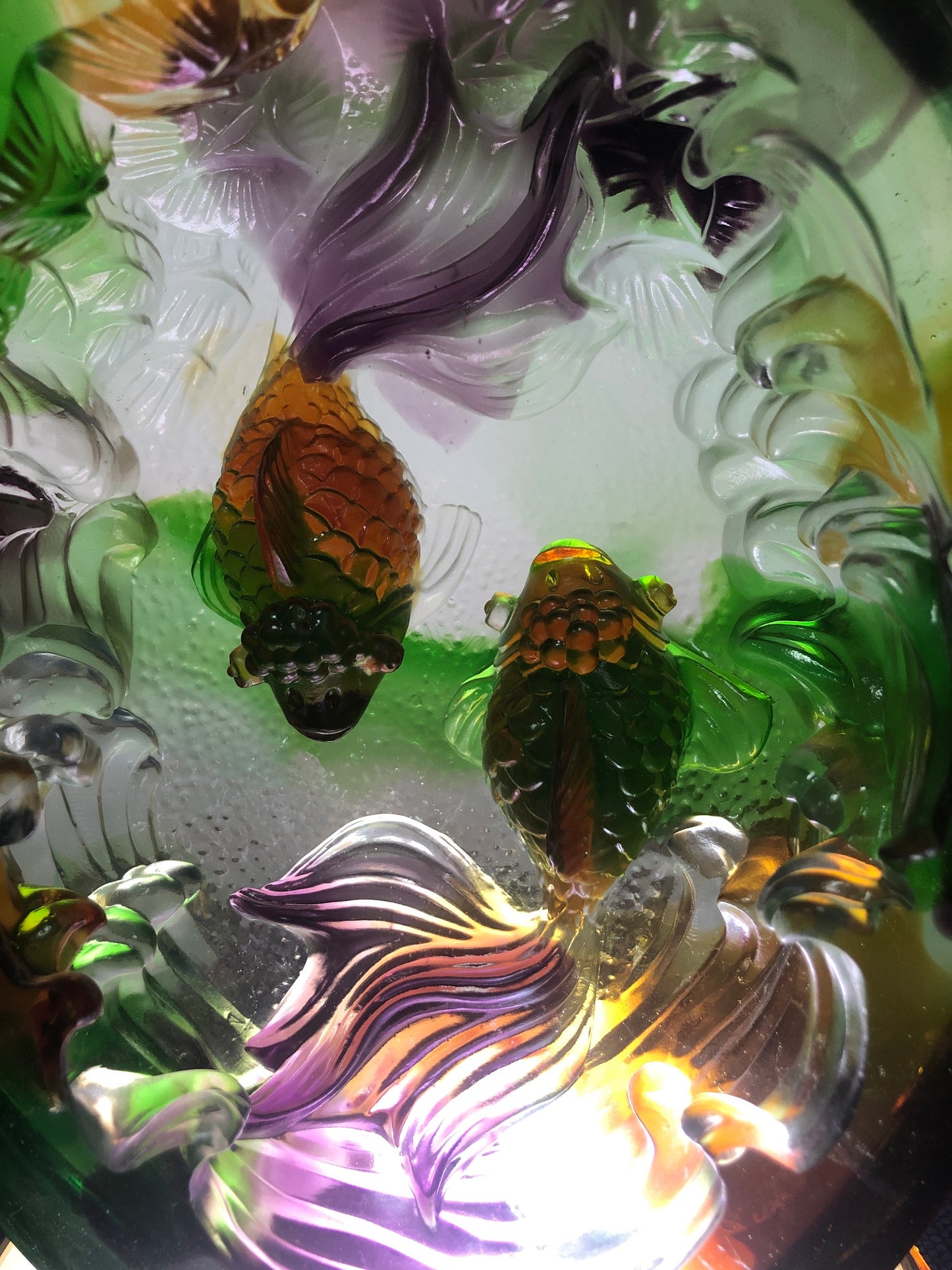 TXJ-928 OEM Fengshui Liuli Goldfish table decoration accessories