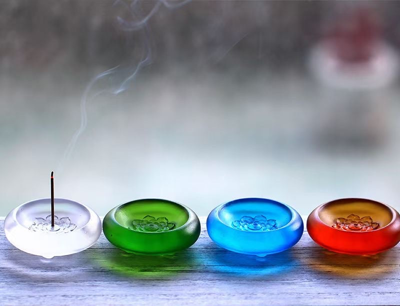 GF-974 Liuli Incense Stick Holder Lotus pattern Round