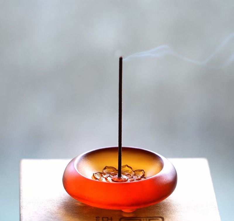 GF-974 Liuli Incense Stick Holder Lotus pattern Round