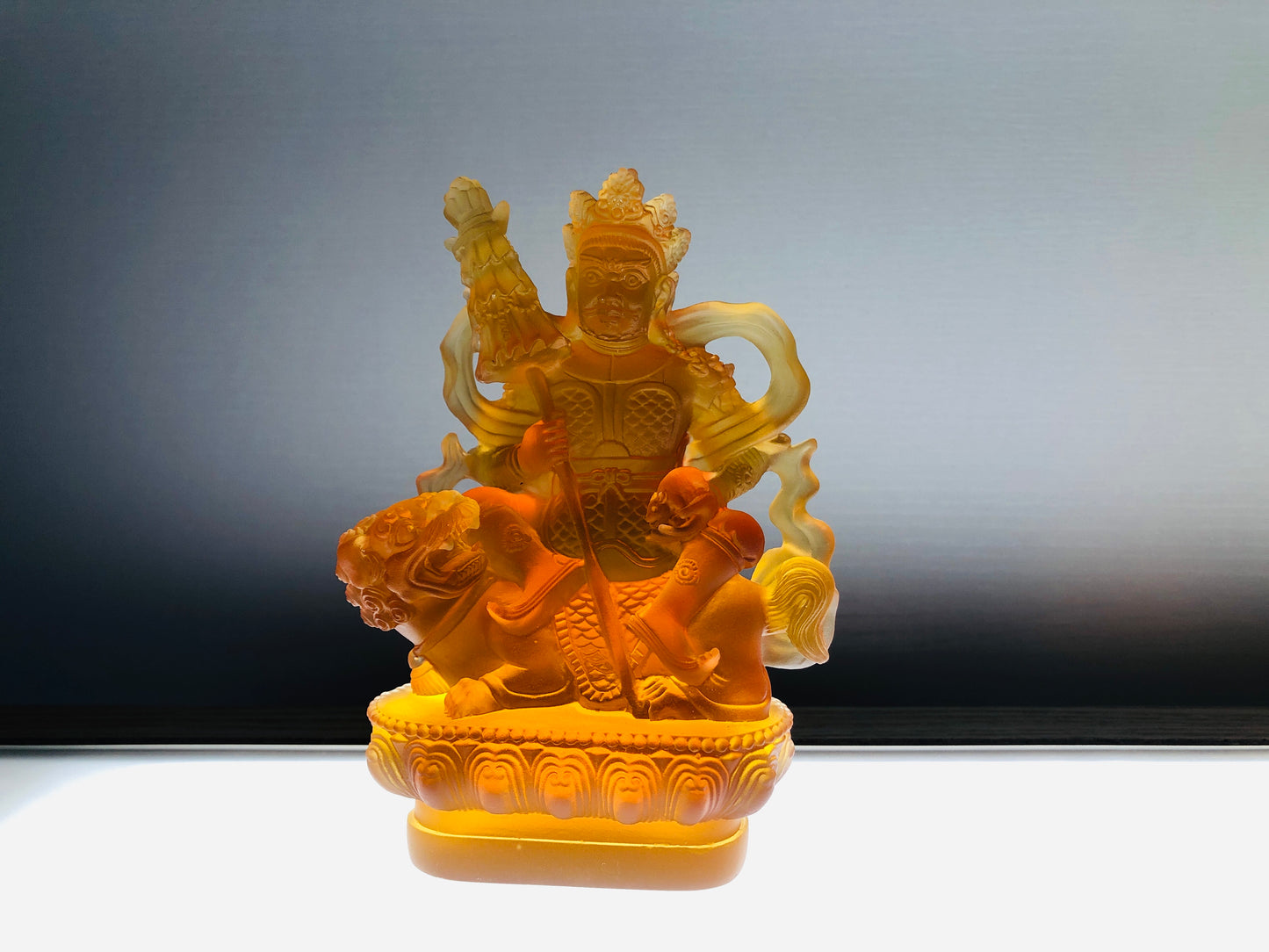 TXF-020 Liuli crystal Vaishravana Buddha God of Wealth Fortune Fengshui Decoration