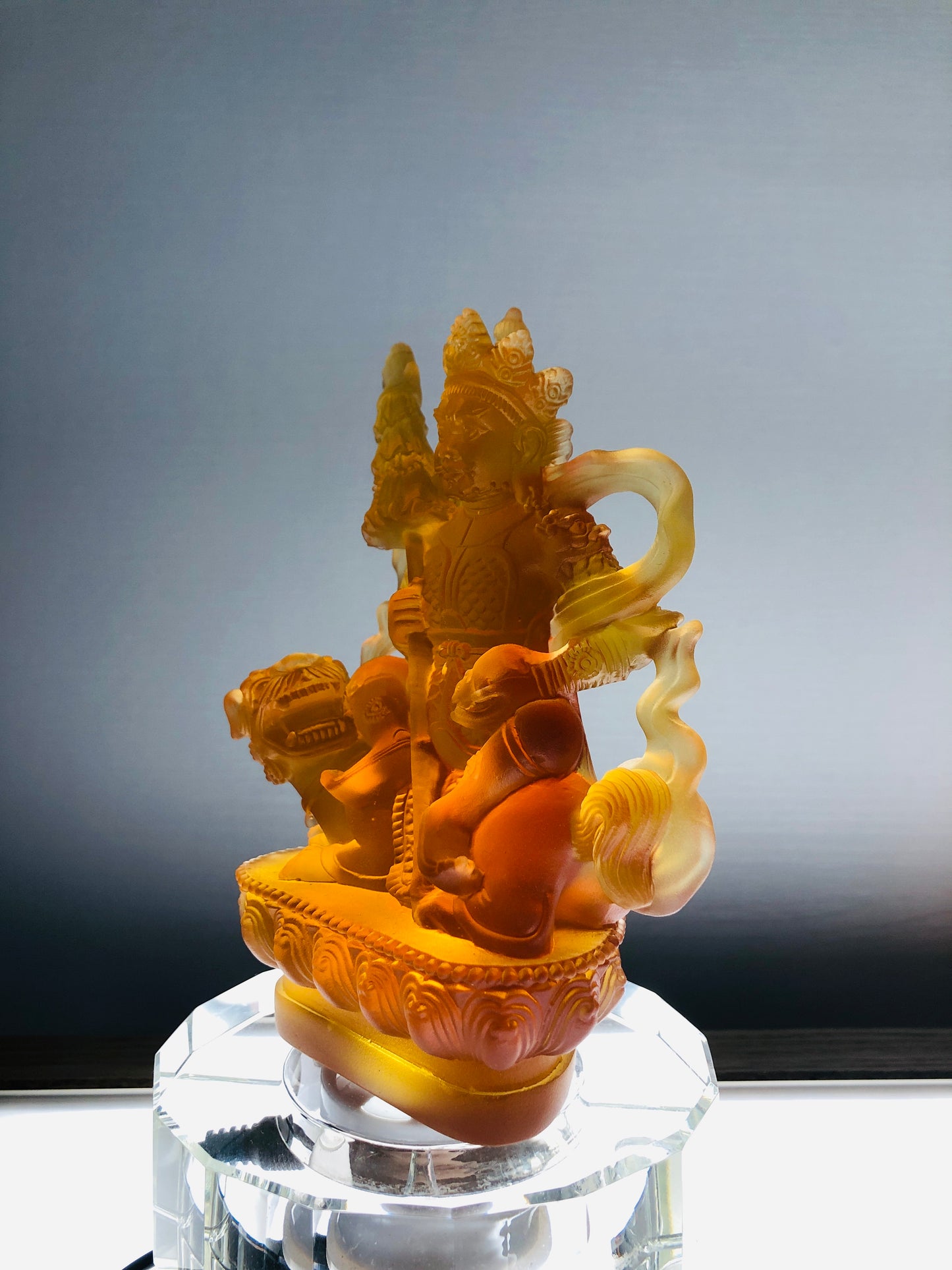 TXF-020 Liuli crystal Vaishravana Buddha God of Wealth Fortune Fengshui Decoration