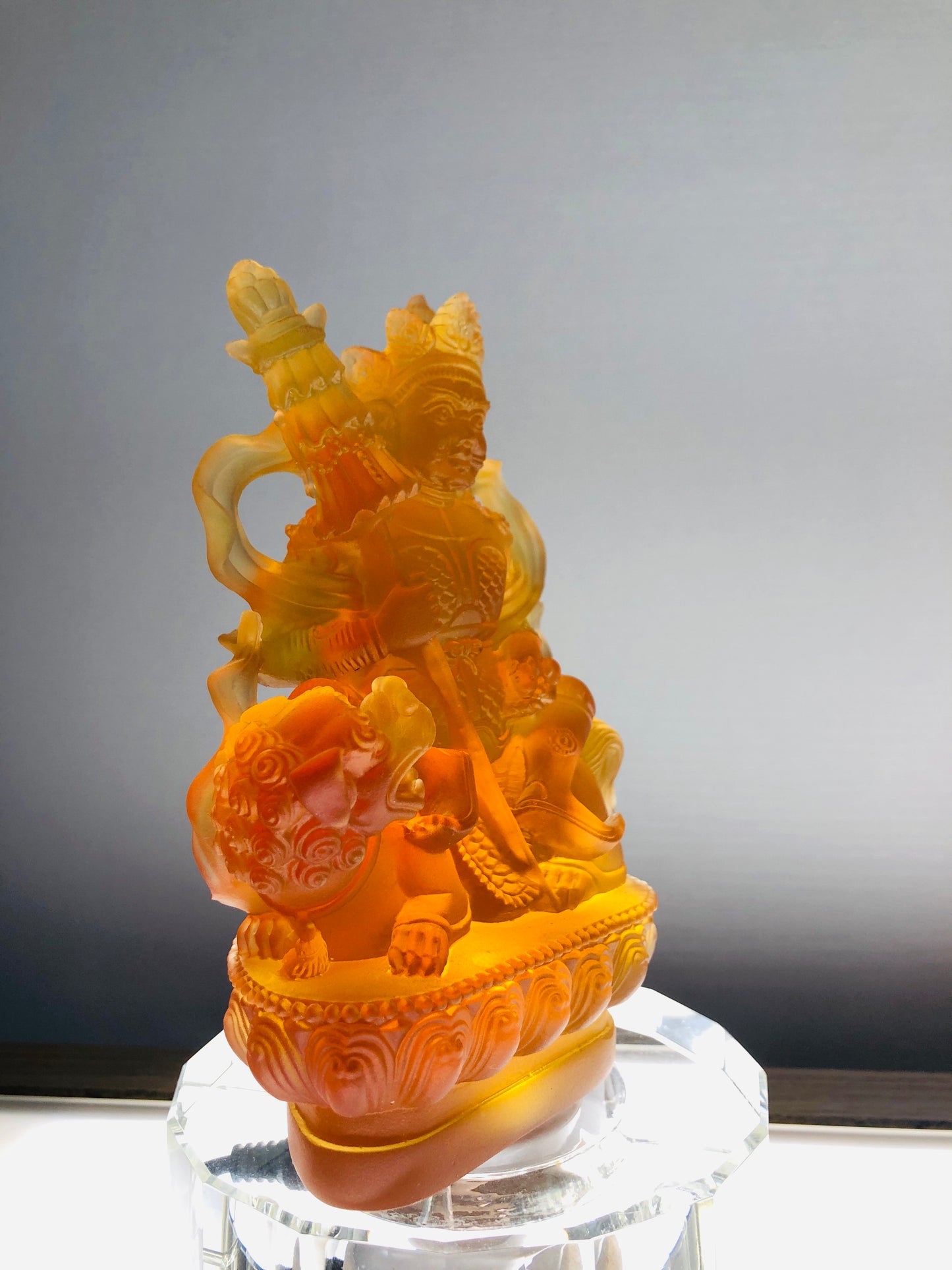 TXF-020 Liuli crystal Vaishravana Buddha God of Wealth Fortune Fengshui Decoration