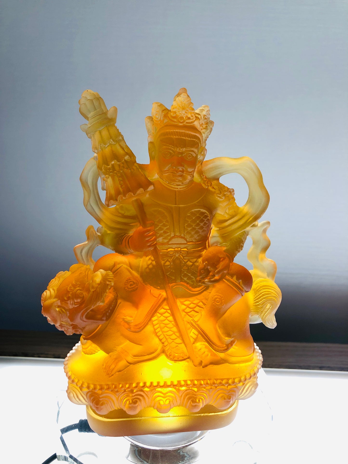 TXF-020 Liuli crystal Vaishravana Buddha God of Wealth Fortune Fengshui Decoration