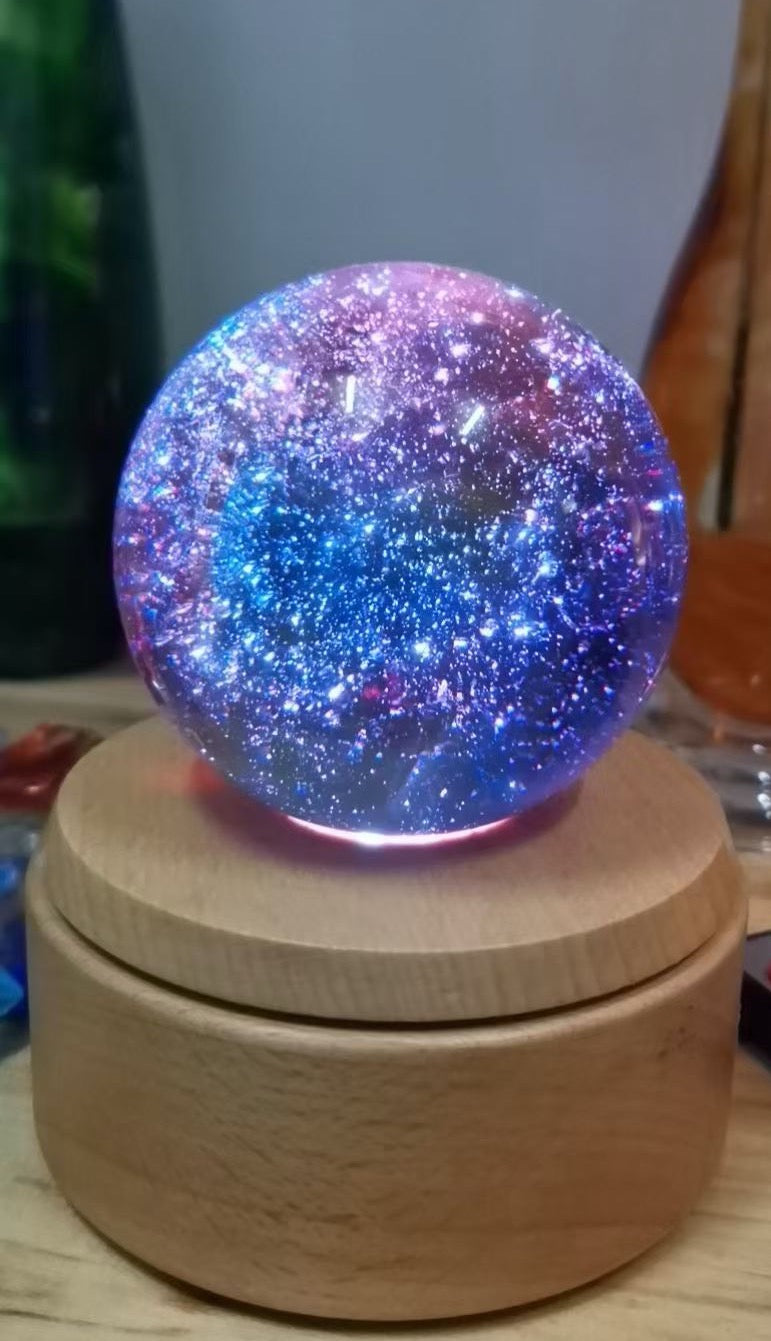 TY-936 Dia.:60mm/80mm/100mm liuli ball with LED Wooden Base