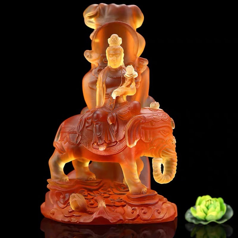 TXF-116B Traditional Liuli Three Saints of Huayan Buddha with Backboard (3pcs/set)