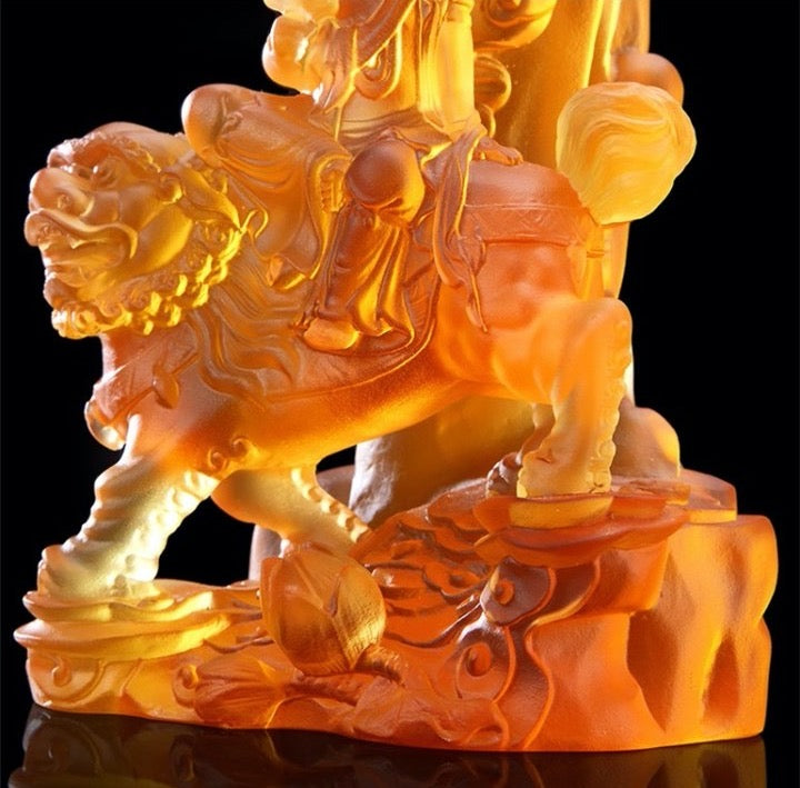 TXF-116B Traditional Liuli Three Saints of Huayan Buddha with Backboard (3pcs/set)