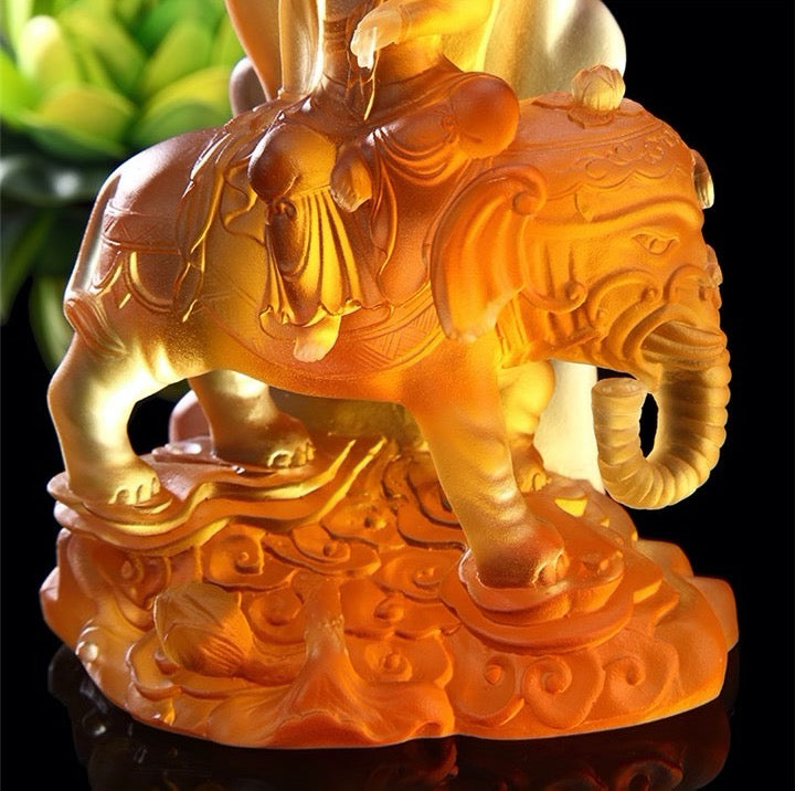 TXF-116B Traditional Liuli Three Saints of Huayan Buddha with Backboard (3pcs/set)