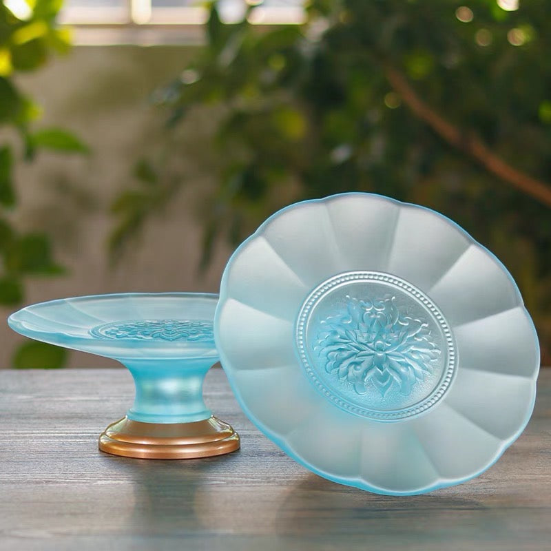 TXJ-325 Liuli Decoration Crystal Rosette Fruit Plate