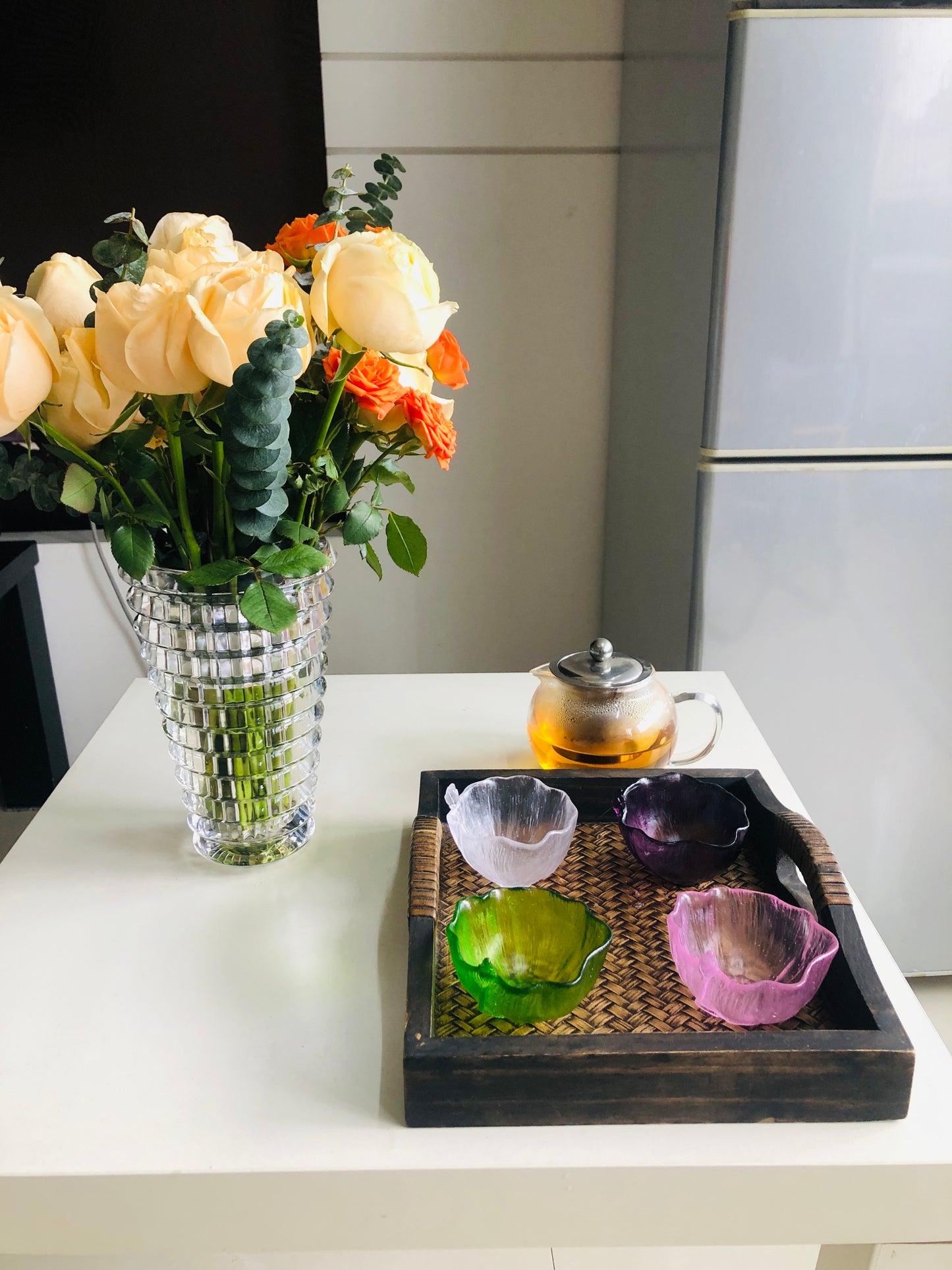 FM-950 Mosaic Vase Clear Crystal Bakhoor Burner Round shape