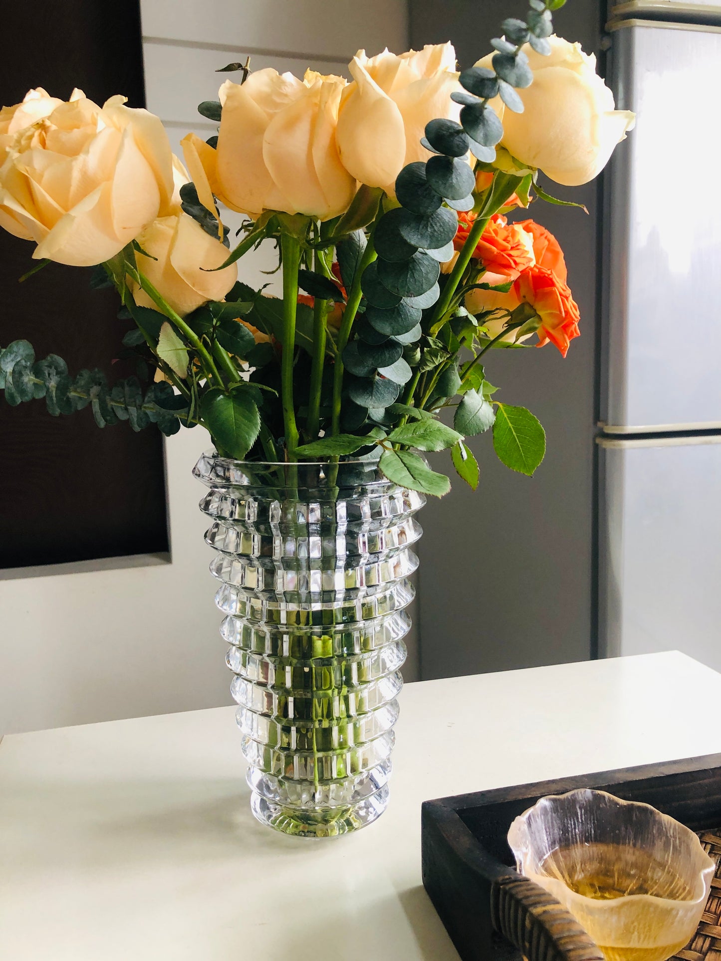 FM-950 Mosaic Vase Clear Crystal Bakhoor Burner Round shape