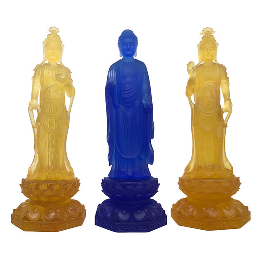 TXF-117S Traditional Liuli Three Buddhas of Eastern Crystal Glass Large Buddha Statues