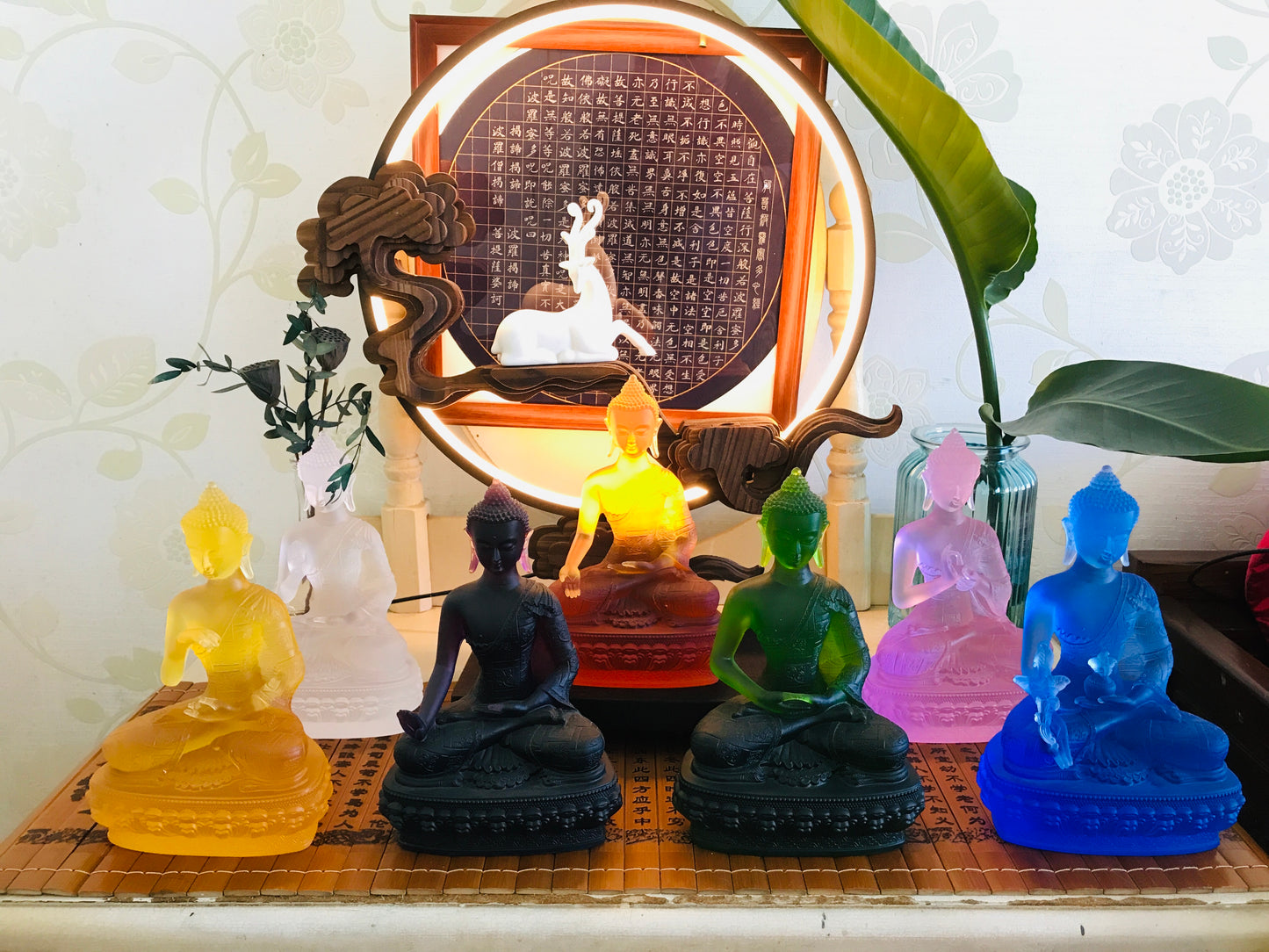 TXF-015 Traditional Liuli Crystal buddhism idols patung buddha shakyamuni buddhist monk statue